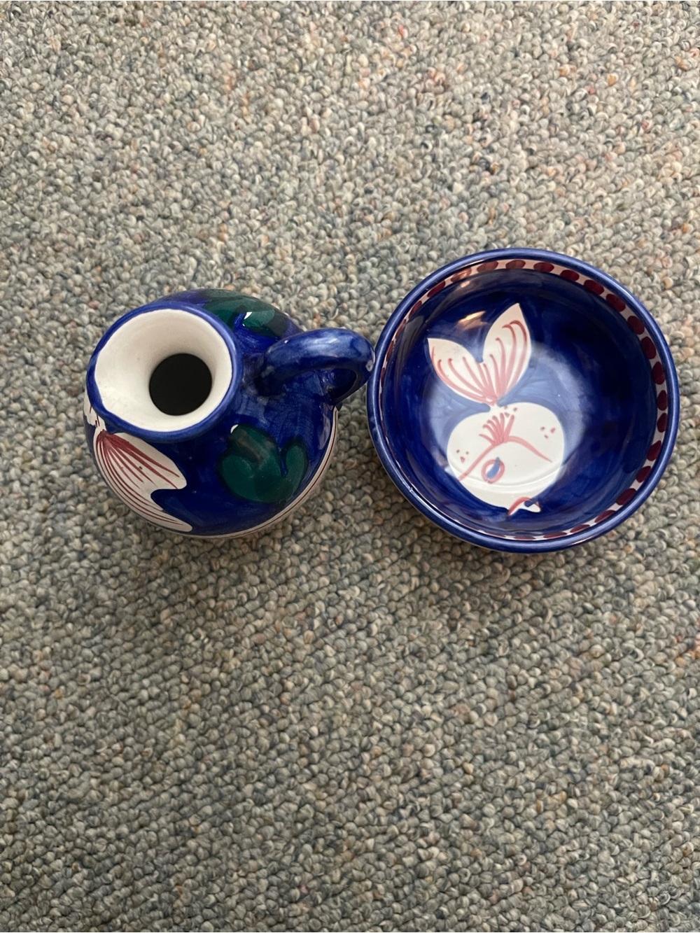 VIETRI Campagna Pesce Small Pitcher & Dipping Bowl Set Solimene Italy